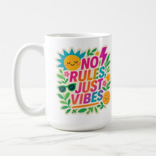 Keine Regeln nur für Vibes - Neon Gradient Kawaii- Kaffeetasse (Links)