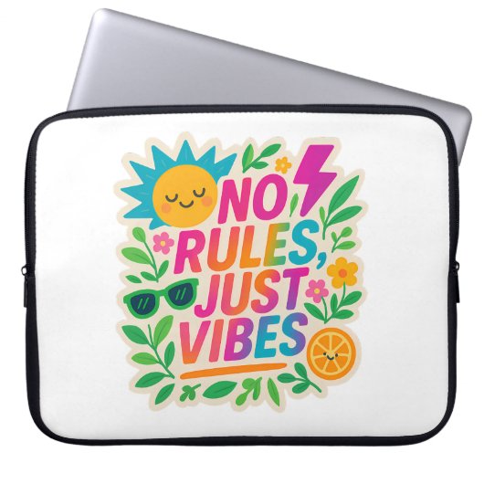 Keine Regeln nur für Vibes - Neon Gradient Kawaii- Laptopschutzhülle (Vorderseite)