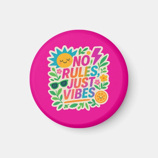 Keine Regeln nur für Vibes - Neon Gradient Kawaii- Magnet (Vorne)