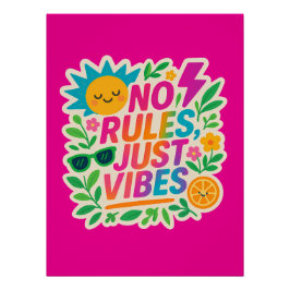 Keine Regeln nur für Vibes - Neon Gradient Kawaii- Poster