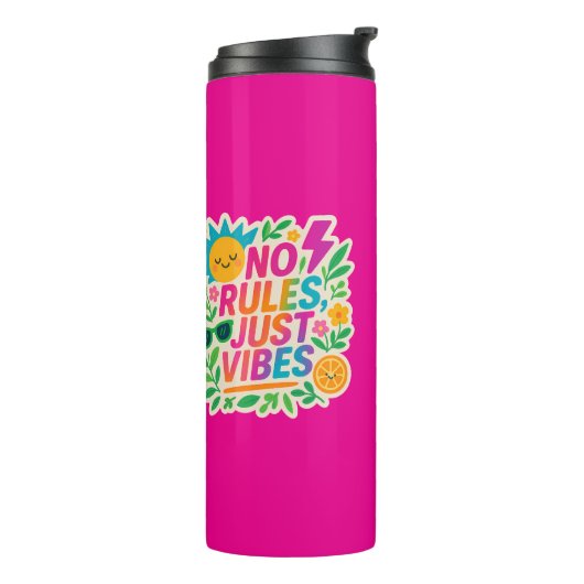 Keine Regeln nur für Vibes - Neon Gradient Kawaii- Thermosbecher (Nach links gedreht)