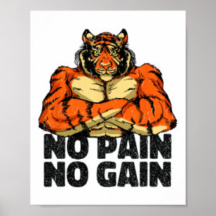 Keine Schmerzen Keine Gain Tiger Gym Workout Mixed Poster