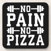 Keine Schmerzen, keine Pizza - Kohlenstoff - Funny Getränkeuntersetzer (Vorderseite)