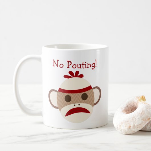 Keine schmollende Meme Socken-Affe-Tasse Kaffeetasse (Mit Donut)
