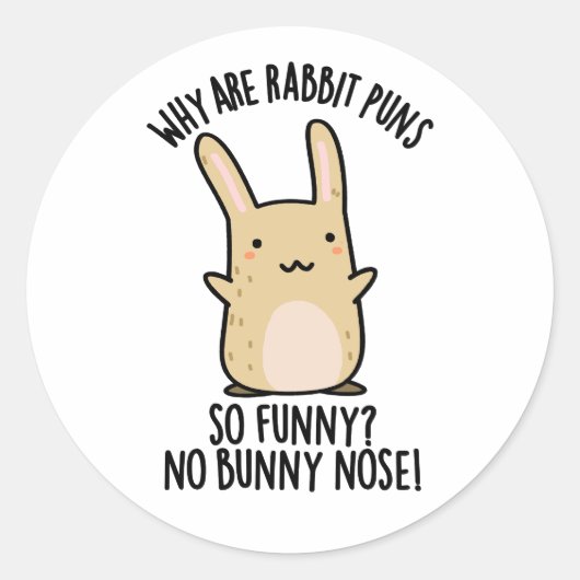 Keine sonnige Nose Funny Rabbit Puns Runder Aufkleber (Vorderseite)