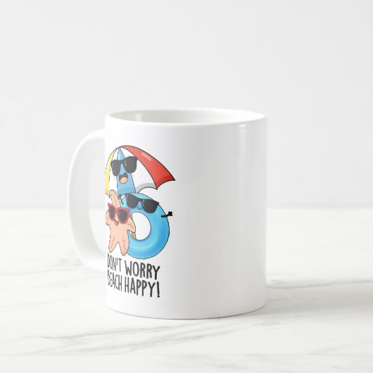 Keine Sorge Beach Happy Funny Summer Pun Kaffeetasse (Vorderseite Links)