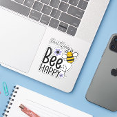 Keine Sorge Bee Happy Drehbuch Herz und Blume Aufkleber (Laptop mit iPhone)