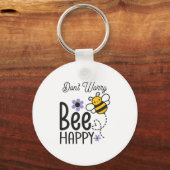 Keine Sorge Bee Happy Floral Heart Schlüsselanhänger (Vorderseite)