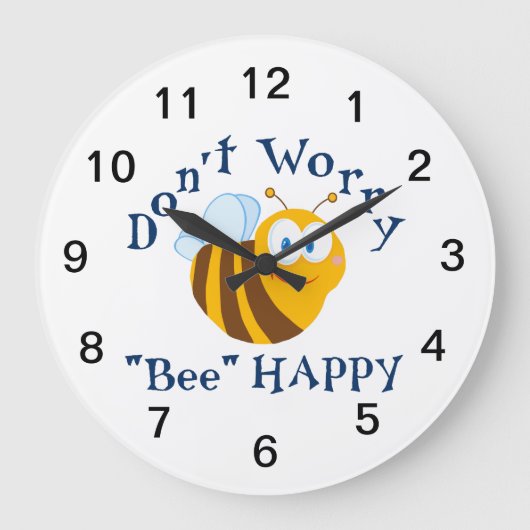 Keine Sorge "Bee" Happy Large Wall Clock Große Wanduhr (Vorderseite)