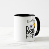 Keine Sorge Bee Happy lila Blumen Tasse (VorderseiteRechts)