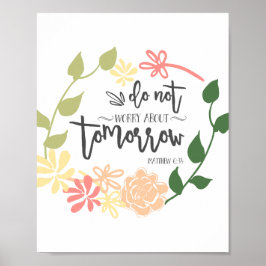 keine Sorge Bible Verse Blume Wreath Christlich Poster