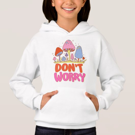 Keine Sorge - farbenfroher Kawaii Mushroom Hoodie (Vorderseite)