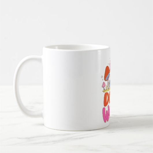 Keine Sorge - farbenfroher Kawaii Mushroom Kaffeetasse (Links)