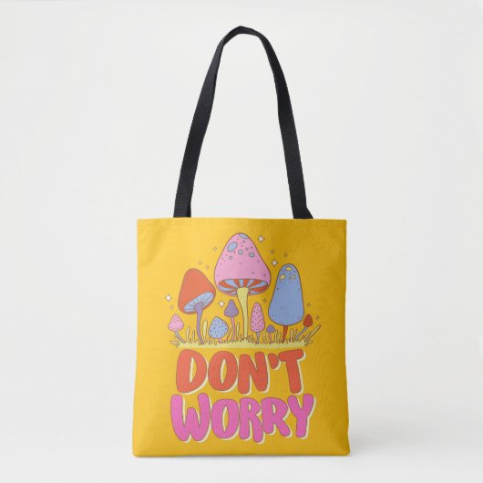 Keine Sorge - farbenfroher Kawaii Mushroom Tasche (Vorderseite)