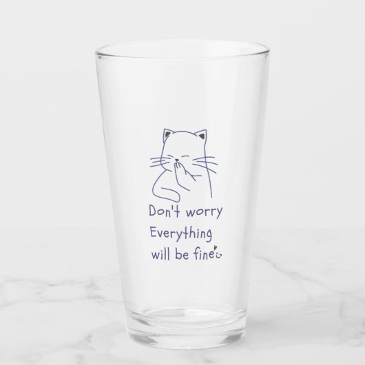 Keine Sorge, lächelndes Cat Glass Cup Glas (Vorderseite)