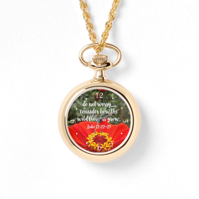 Keine Sorge Orangenzinnie Blume Armbanduhr (Vorderseite)