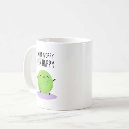 Keine Sorge Pea Happy Funny Pea Pun Kaffeetasse (Vorderseite Links)