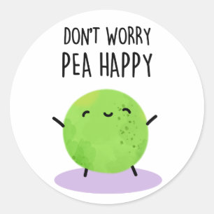 Keine Sorge Pea Happy Funny Pea Pun Runder Aufkleber