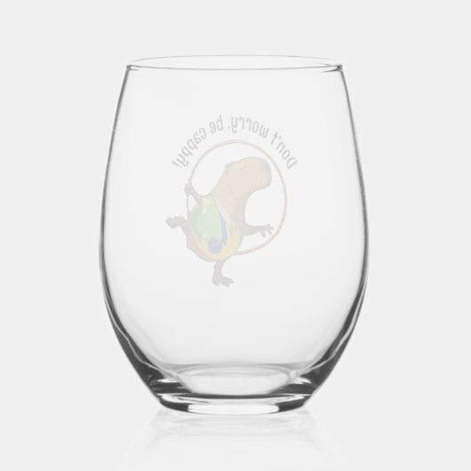 Keine Sorge, seien Sie Cappy Capybara Gymnast Hoop Weinglas Ohne Stiel (Rückseite)