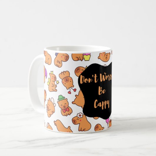 Keine Sorge, seien Sie zufrieden - Fun Capybara-Mu Kaffeetasse (Vorderseite Links)