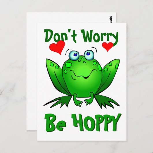 Keine Sorge, um Hoppy Niedliche grüne Frosch mit H Postkarte (Vorne/Hinten)