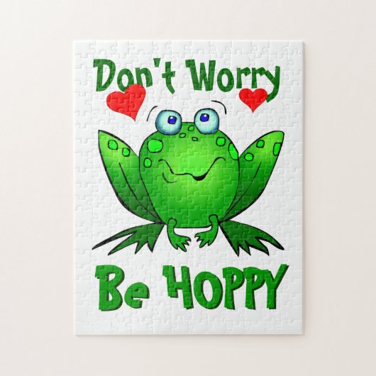 Keine Sorge, um Hoppy Niedliche grüne Frosch mit H Puzzle (Vertikal)