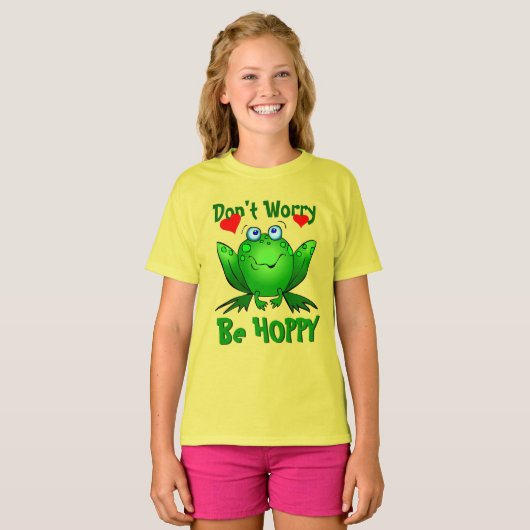 Keine Sorge, um Hoppy Niedliche grüne Frosch mit H T-Shirt (Vorne ganz)