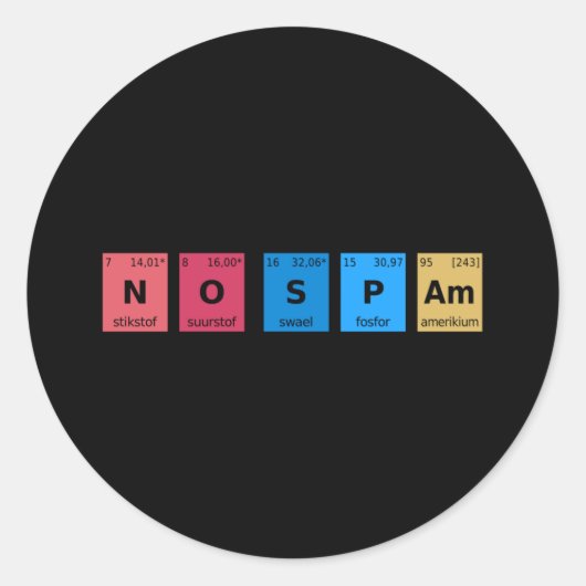 Keine Spam Periodic-Tabelle Runder Aufkleber (Vorderseite)