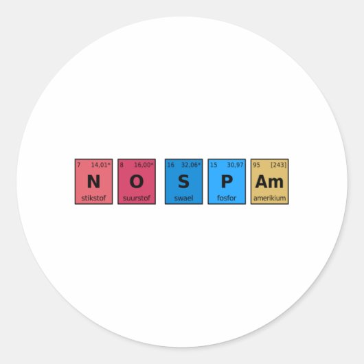 Keine Spam Periodic-Tabelle Runder Aufkleber (Vorderseite)