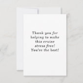 Keine Stress Cruise Crew Dankeskarte (Rückseite)