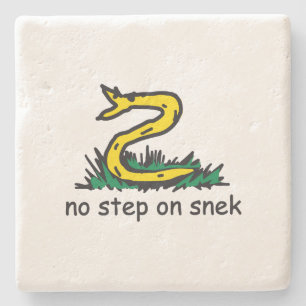 Keine Stufe auf Snek-Meme Gadsden-Parodie SnekRigh Steinuntersetzer