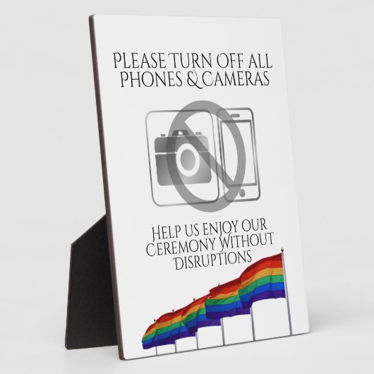Keine Telefone oder Kameras Gay Pride Fahnen Hochz Fotoplatte (Seite)