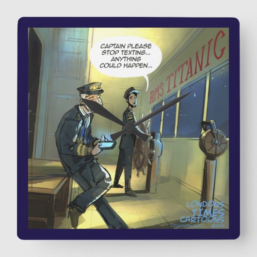 Keine Text- und Titanic-Funny-Wall-Uhr Quadratische Wanduhr (Vorderseite)