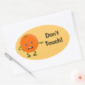 Keine Touch! Orange Cartoon Character Ovaler Aufkleber (Umschlag)