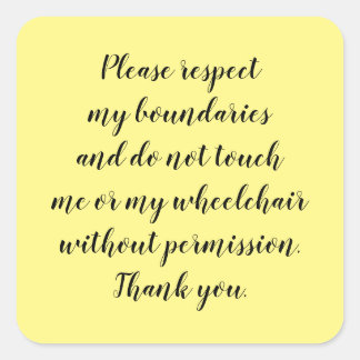 Keine Touch Rollstuhlaufkleber Quadratischer Aufkleber