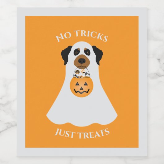 Keine Tricks nur Leckereien Halloween Hund Weinetikett (Einzelnes Label)