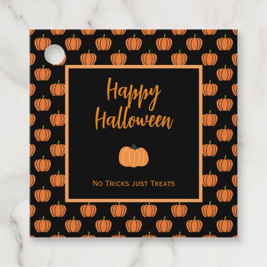 Keine Tricks nur Leckereien Halloween-Kürbis Geschenkanhänger (Vorderseite)