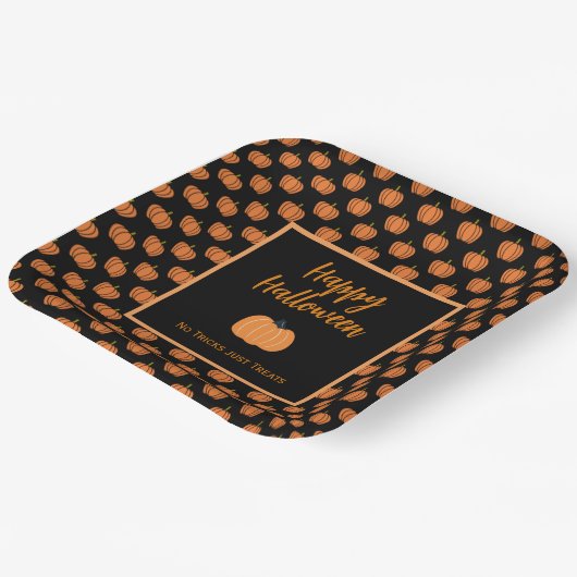 Keine Tricks nur Leckereien Halloween-Kürbis Pappteller (Gewinkelt)