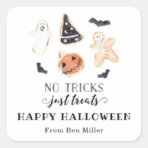 Keine Tricks, nur Leckereien Halloween-Sticker Quadratischer Aufkleber