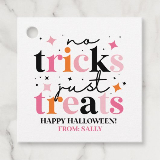 Keine Tricks nur Leckereien Pink Halloween Geschenkanhänger (Vorderseite)