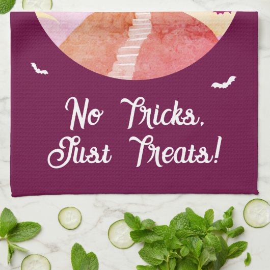 Keine Tricks nur Leckereien Spooky Castle Hallowee Geschirrtuch (Gefaltet)