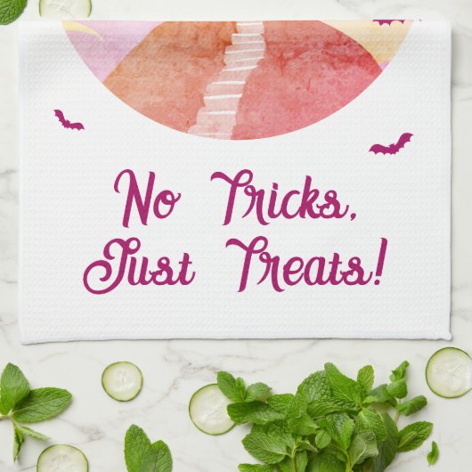 Keine Tricks nur Leckereien Spooky Castle Hallowee Geschirrtuch (Gefaltet)