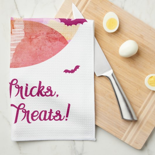 Keine Tricks nur Leckereien Spooky Castle Hallowee Geschirrtuch (Viertel Falte)