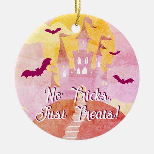 Keine Tricks nur Leckereien Spooky Castle Hallowee Keramik Ornament (Vorne)