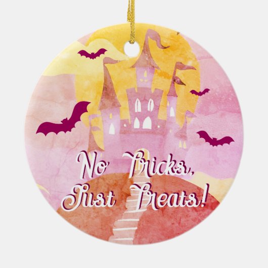 Keine Tricks nur Leckereien Spooky Castle Hallowee Keramik Ornament (Hinten)