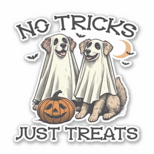 Keine Tricks, nur Leckerlis Hunde-Halloween-Shirt Aufkleber (Vorderseite)