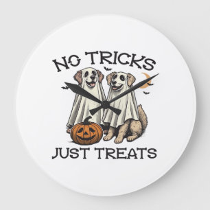 Keine Tricks, nur Leckerlis-Hunde-Halloween-Shirt Große Wanduhr