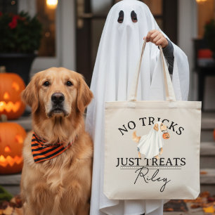 Keine Tricks, nur lustige Halloween-Hunde-Pun-Vera Tragetasche