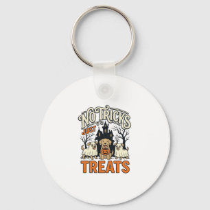 Keine Tricks, nur Süßigkeiten Halloween-Hund-Geist Schlüsselanhänger