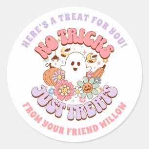 Keine Tricks, nur Süßigkeiten Halloween Retro Groo Runder Aufkleber